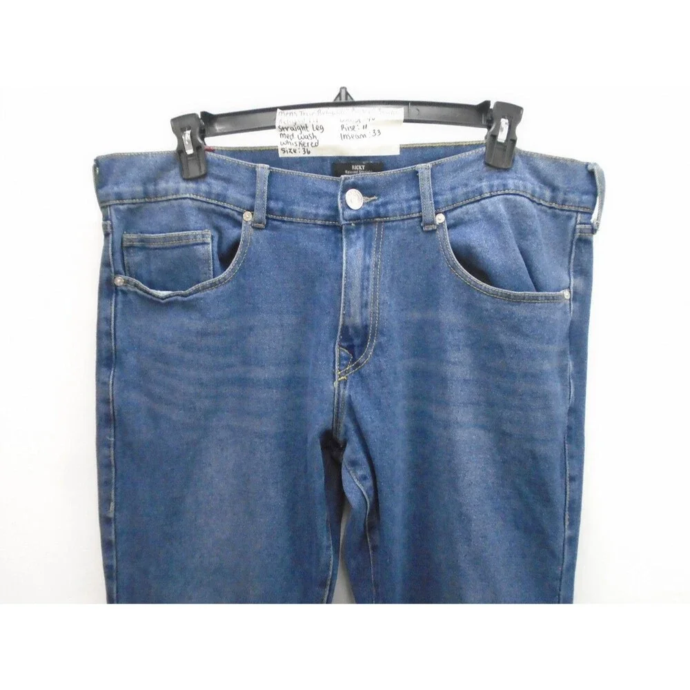 True Religion Ricky Jeans Men 36 Relaxed Straight Leg Med Wash Whiskered Stretch